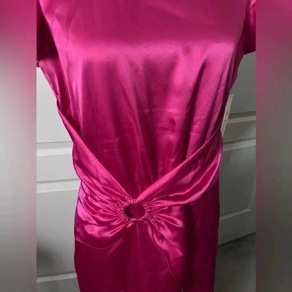 NWT | Shoshanna | Quinn Satin Jacquard Midi Dress in Raspberry | Size 6 - Picture 9 of 12